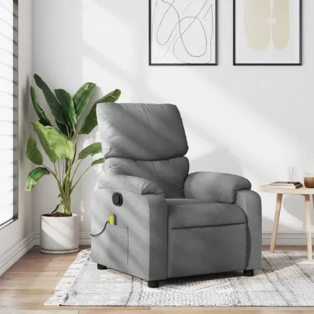 Fauteuil de massage inclinable gris clair tissu