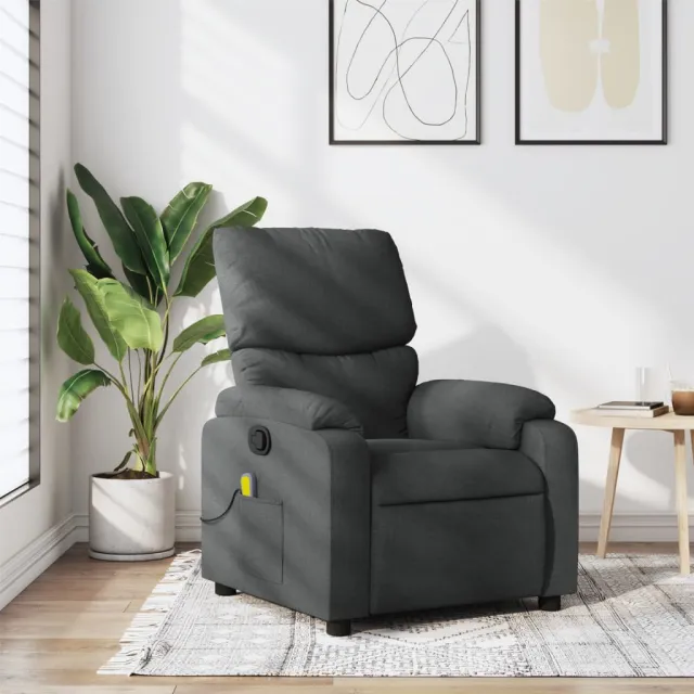 Fauteuil de massage inclinable gris foncé tissu