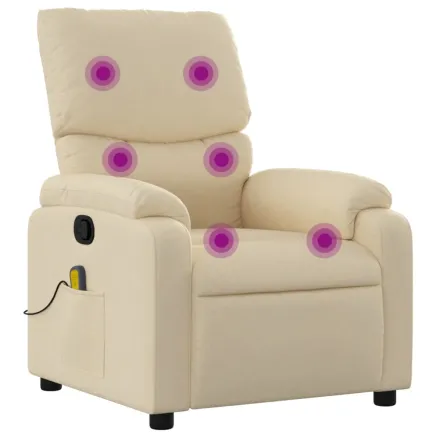 Fauteuil de massage inclinable crème tissu 2