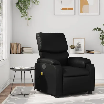 Fauteuil de massage inclinable noir similicuir