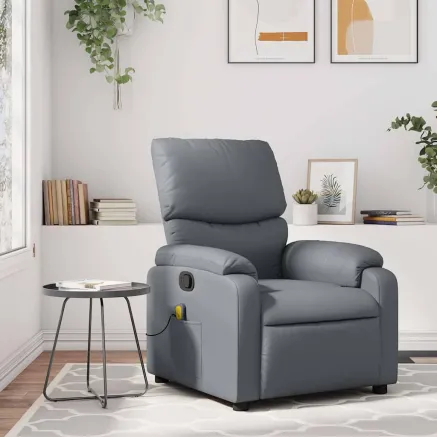 Fauteuil de massage inclinable gris similicuir