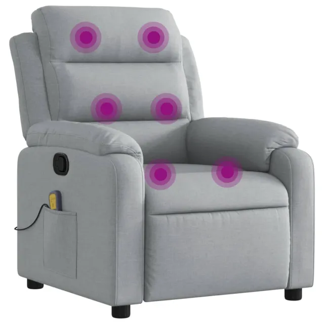 Fauteuil de massage inclinable gris clair tissu