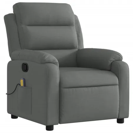 Fauteuil de massage inclinable gris foncé tissu