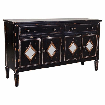Aparador Alexandra House Living Negro Metal Vidrio Madera de abeto 38