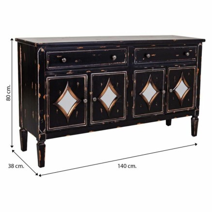 Dientafel Alexandra House Living Zwart Metaal Glas Sparrenhout 38 x 80 2