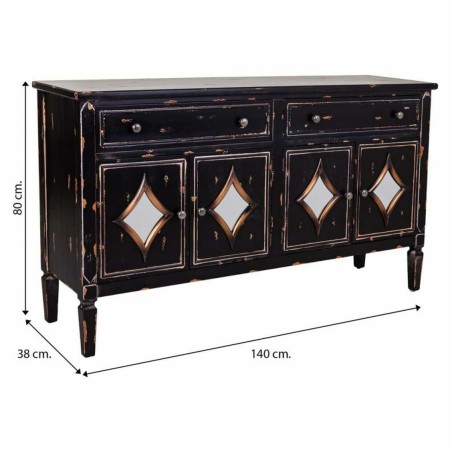 Dientafel Alexandra House Living Zwart Metaal Glas Sparrenhout 38 x 80