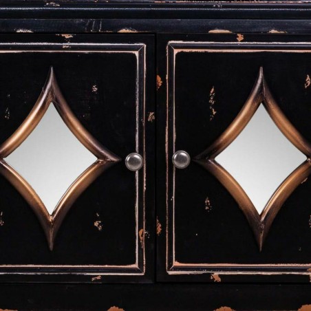 Credenza Alexandra House Living Nero Metallo Vetro Legno di abete 38 x