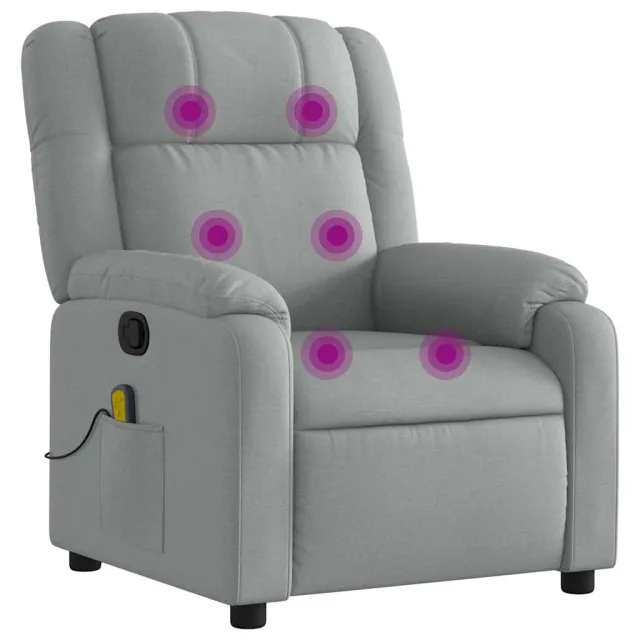 Fauteuil de massage inclinable gris clair tissu