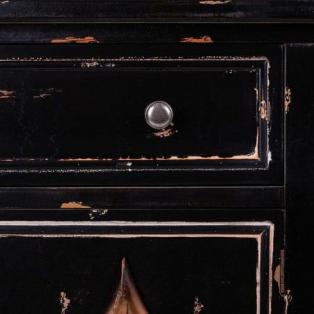 Credenza Alexandra House Living Nero Metallo Vetro Legno di abete 38 x