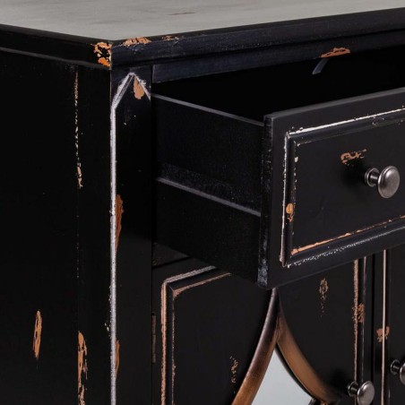 Credenza Alexandra House Living Nero Metallo Vetro Legno di abete 38 x