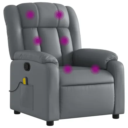 Fauteuil de massage inclinable gris similicuir 2
