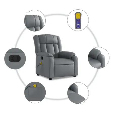 Fauteuil de massage inclinable gris similicuir
