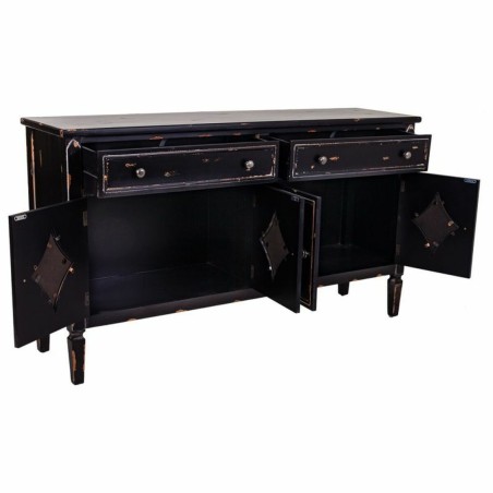 Dientafel Alexandra House Living Zwart Metaal Glas Sparrenhout 38 x 80