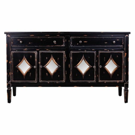 Dientafel Alexandra House Living Zwart Metaal Glas Sparrenhout 38 x 80