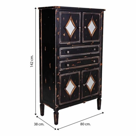 Armoire Alexandra House Living Noir verre Bois d'épicéa 100 % Métal
