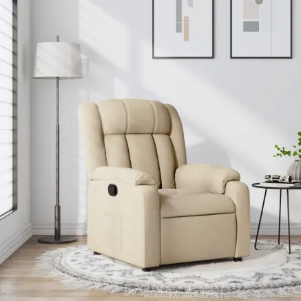 Fauteuil inclinable en tissu crème