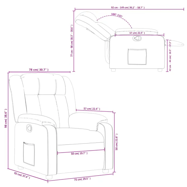 Fauteuil inclinable en tissu crème