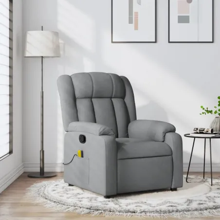 Fauteuil de massage inclinable gris clair tissu