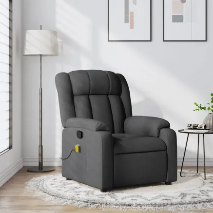 Fauteuil de massage inclinable gris foncé tissu