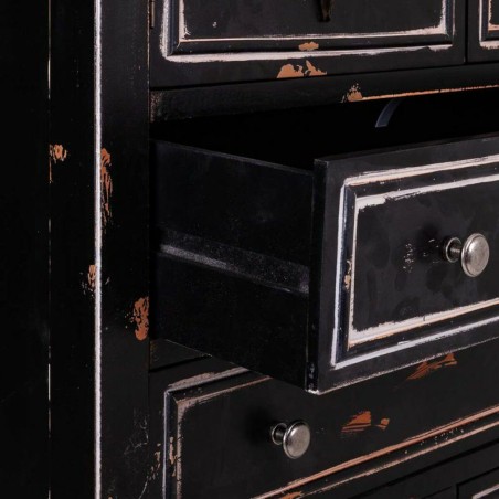 Cupboard Alexandra House Living Black Glass Fir wood 100 % Metal MDF W