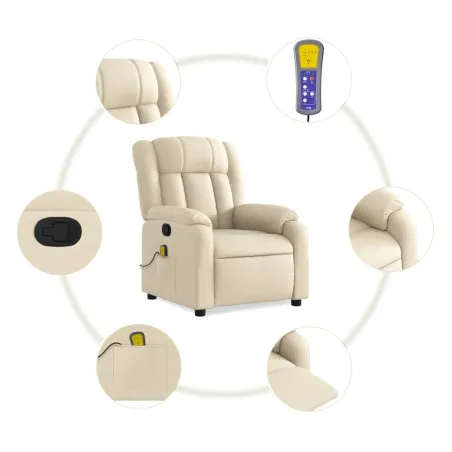 Fauteuil de massage inclinable crème tissu