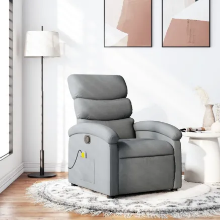 Fauteuil inclinable de massage gris clair tissu