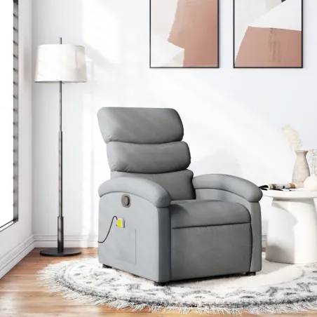 Fauteuil inclinable de massage gris clair tissu