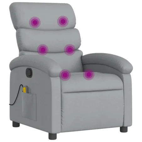 Fauteuil inclinable de massage gris clair tissu