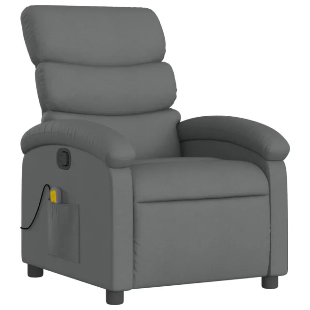 Fauteuil inclinable de massage gris foncé tissu