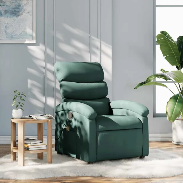 Fauteuil inclinable de massage vert foncé tissu