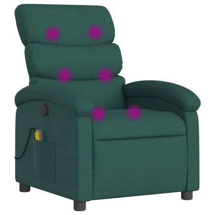 Fauteuil inclinable de massage vert foncé tissu 2