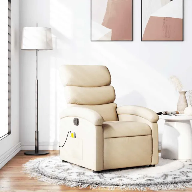 Fauteuil inclinable de massage crème tissu