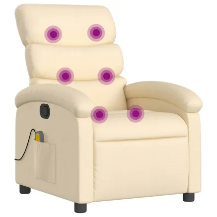 Fauteuil inclinable de massage crème tissu 2