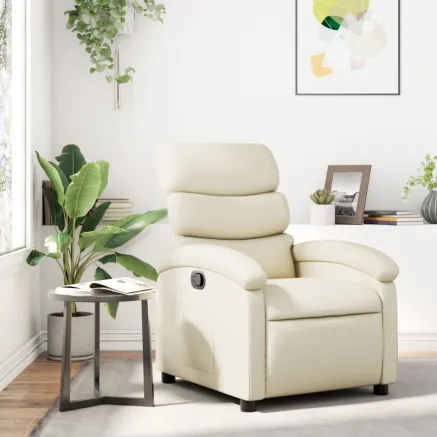 Fauteuil inclinable en similicuir crème