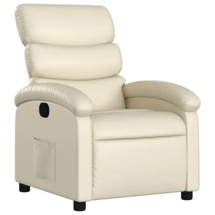 Fauteuil inclinable en similicuir crème 2