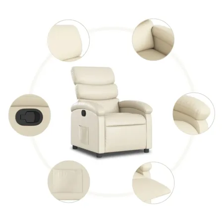 Fauteuil inclinable en similicuir crème