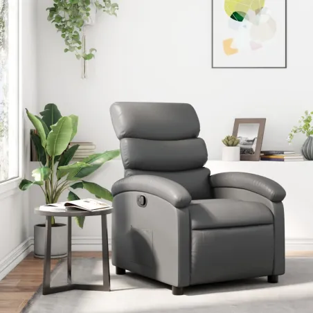 Fauteuil inclinable gris similicuir