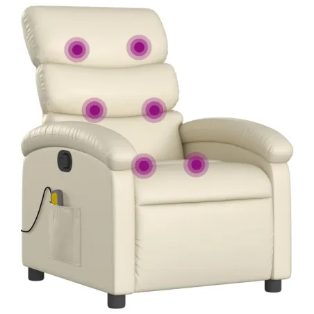 Fauteuil de massage inclinable crème similicuir