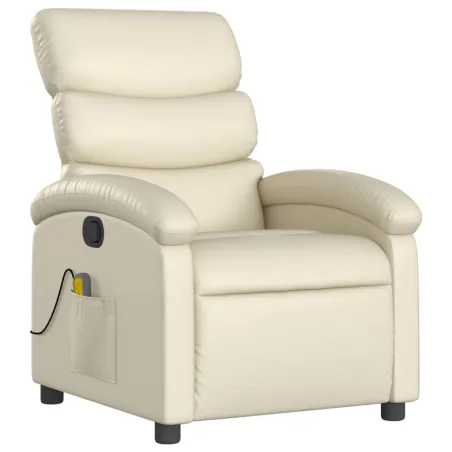 Fauteuil de massage inclinable crème similicuir