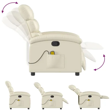 Fauteuil de massage inclinable crème similicuir