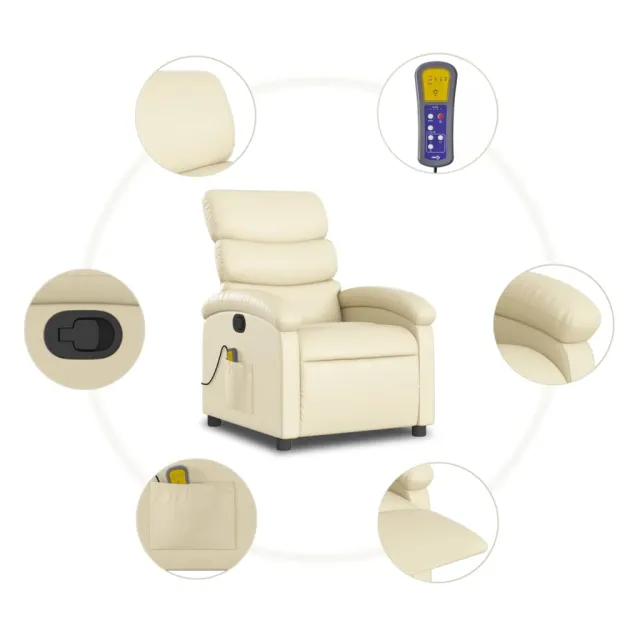 Fauteuil de massage inclinable crème similicuir