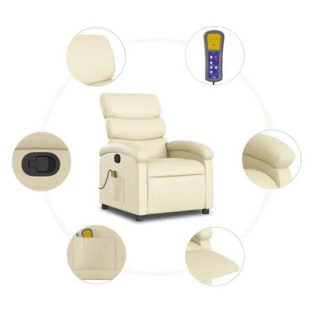 Fauteuil de massage inclinable crème similicuir