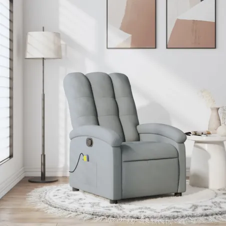 Fauteuil inclinable de massage gris clair tissu