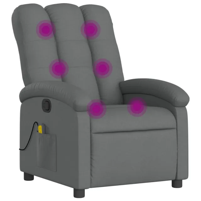 Fauteuil inclinable de massage gris foncé tissu