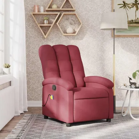 Fauteuil de massage inclinable rouge bordeaux tissu