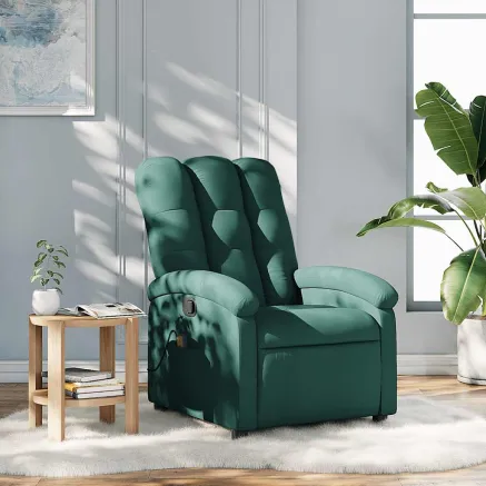 Fauteuil inclinable de massage vert foncé tissu