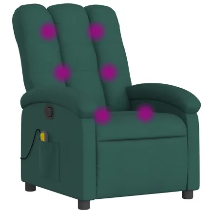Fauteuil inclinable de massage vert foncé tissu 2