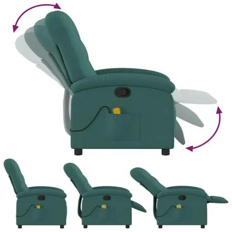Fauteuil inclinable de massage vert foncé tissu