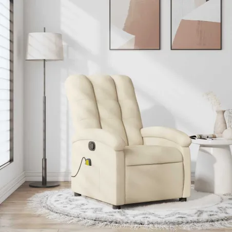 Fauteuil inclinable de massage crème tissu