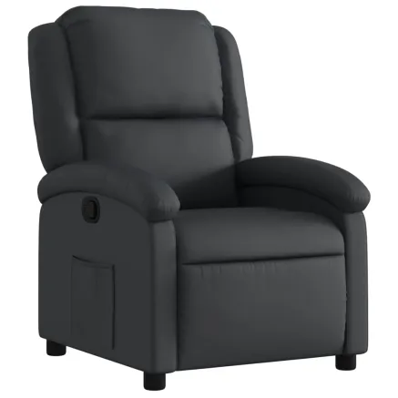 Fauteuil inclinable noir cuir véritable 2